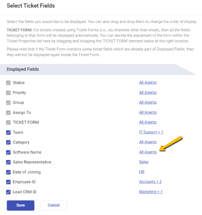 it manager changing visibility for software name ticket field