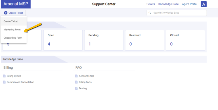 multiple forms appearing in the support portal