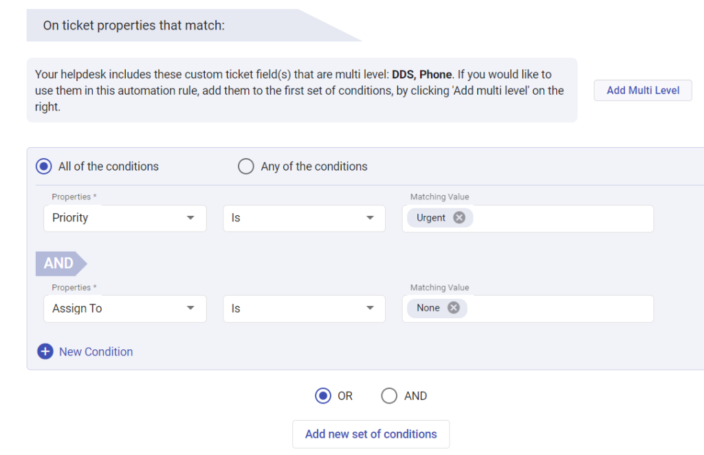 ticket properties condition in automation rules