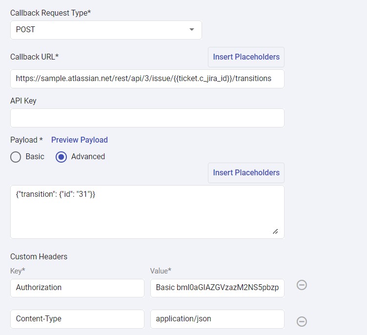 trigger webhook settings in Desk365