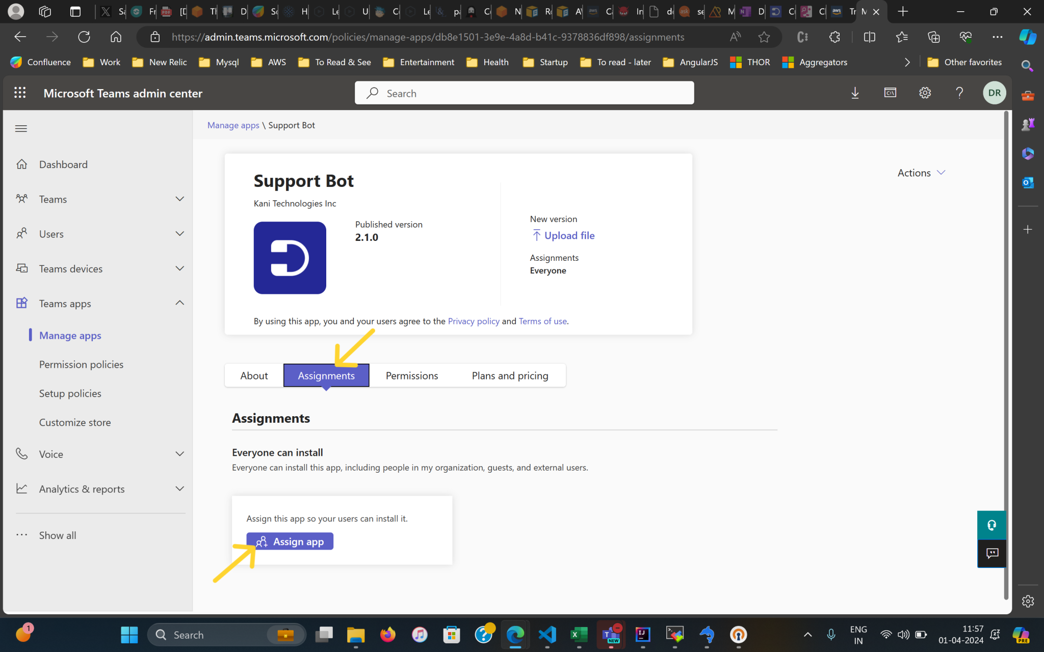 'Application cannot be found' message in Teams Bots | Desk365