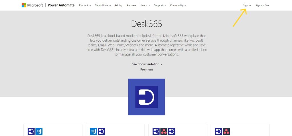 Create a connection in Desk365's power automate connecter