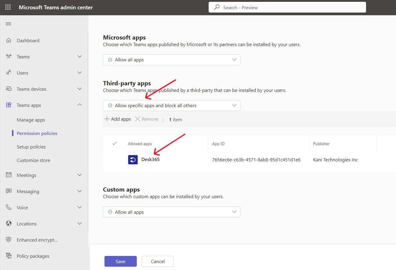 'Application cannot be found' message in Teams Bots | Desk365