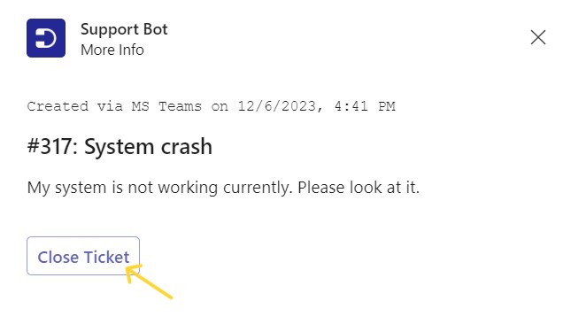 Closing a ticket from Support Bot