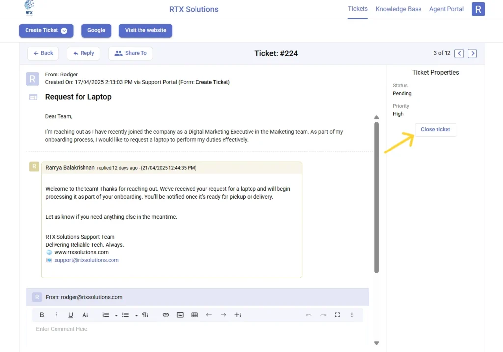 closing-a-ticket-from-support-portal