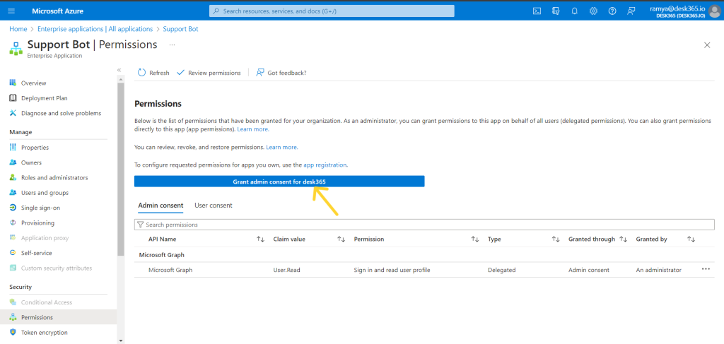 granting-admin-consent-for-support-bot-permission-via-azure-portal-desk365
