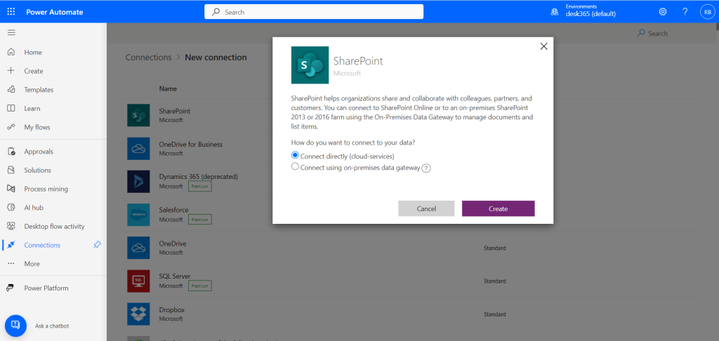 sharepoint-connection-power-automate