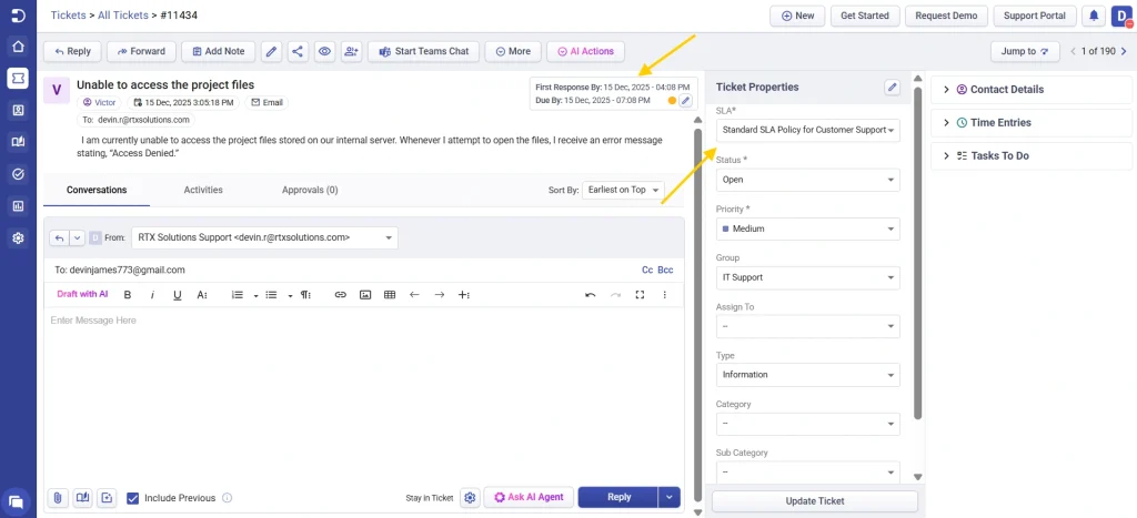 sla-timer-counting-on-support-ticket-desk365