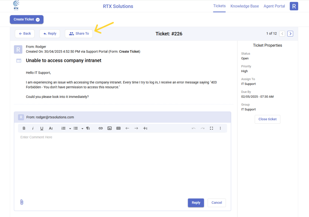 share-to-option-in-support-portal
