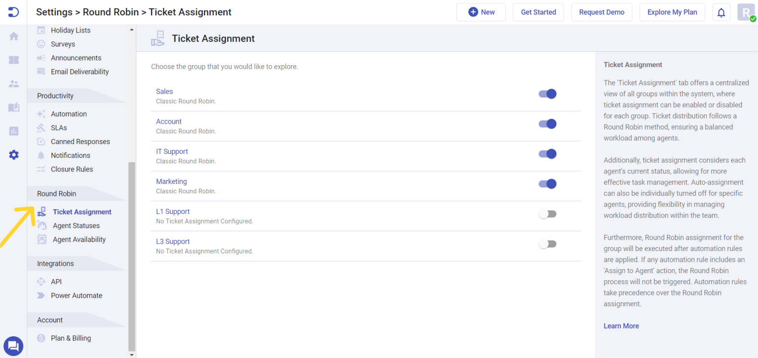 Setting up the Round Robin Ticket Assignment | Desk365