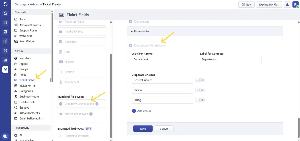 adding-dropdown-with-section-field-desk365