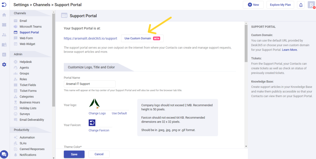 setting-up-custom-domain-in desk365-support-portal