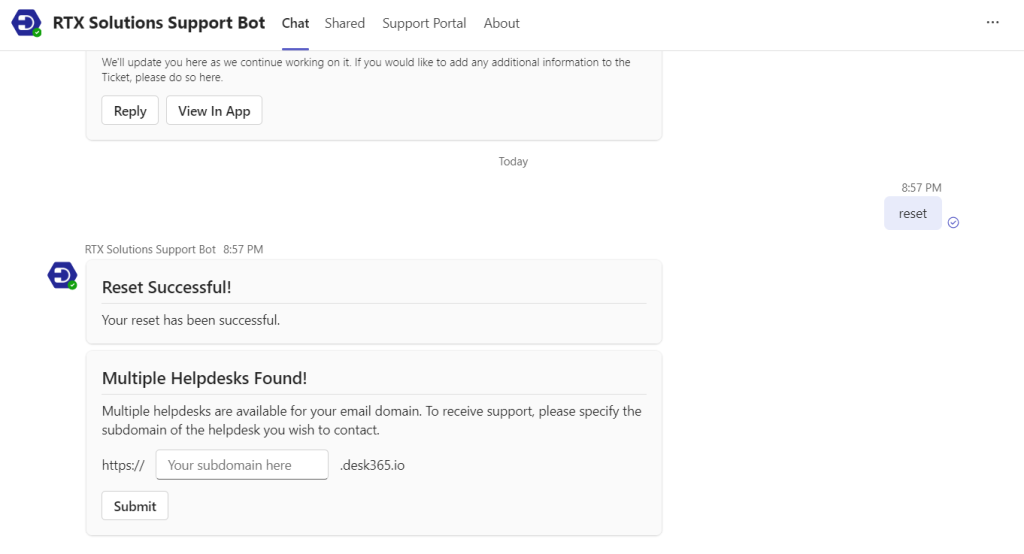 handling multiple helpdesks for a single email domain desk365 support bot chat