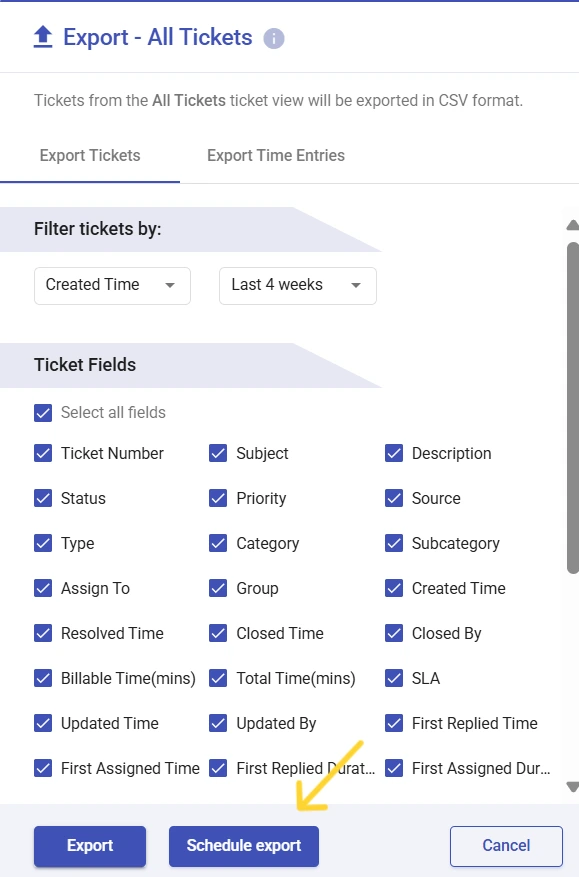 Scheduled-export-direct-export-Desk365