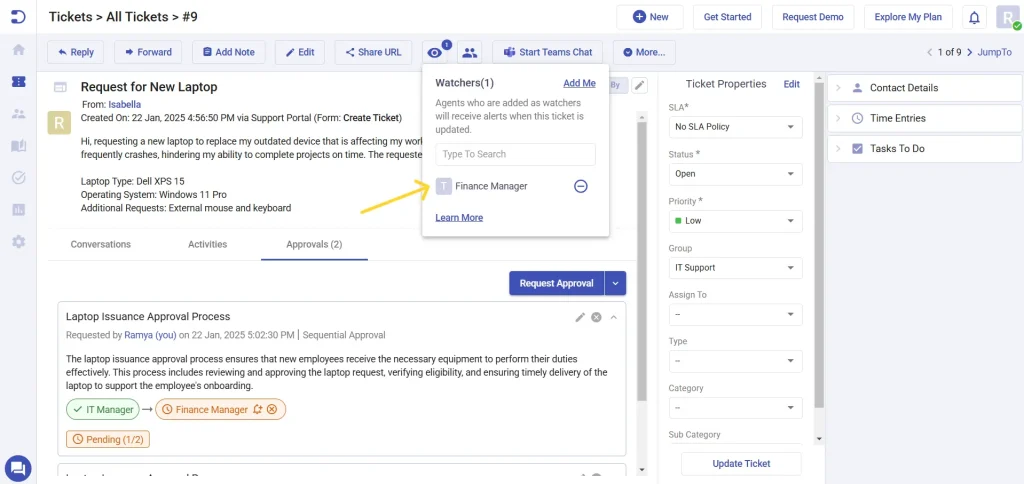 adding-watcher-in-approval-change-management-desk365