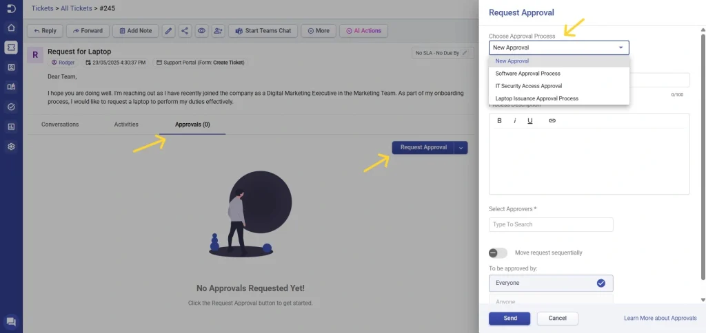 assigning-the-approval-worflow-for-a-ticket-desk365