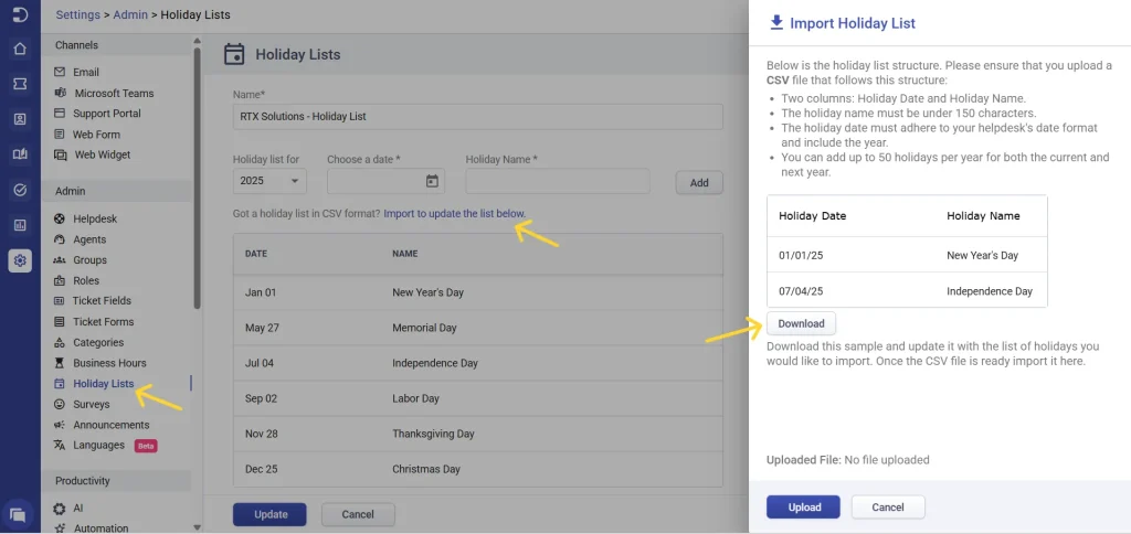 desk365-helpdesk-software-import-holiday-list