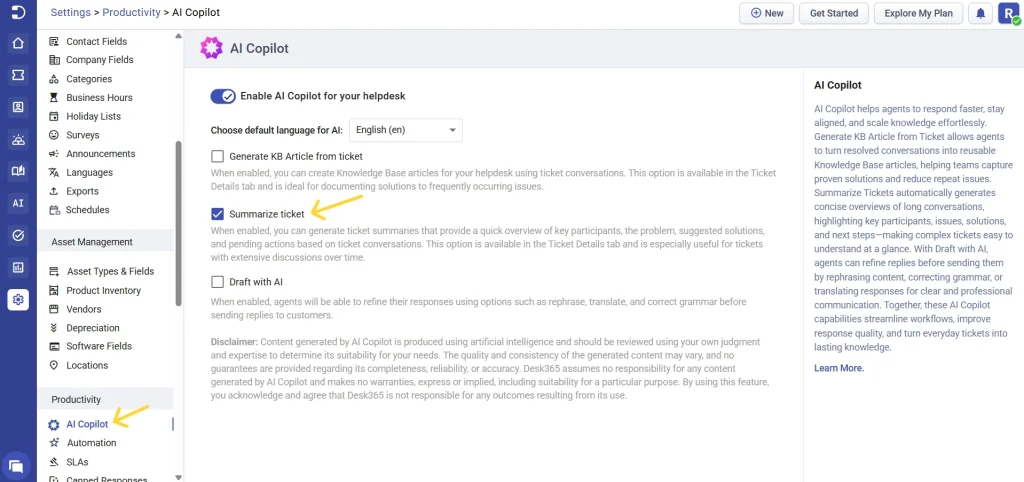 enabling-summarize-ticket-feature-desk365