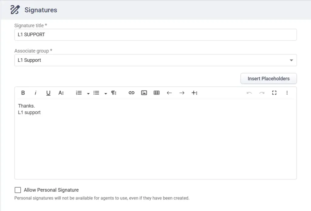 Group signature tab