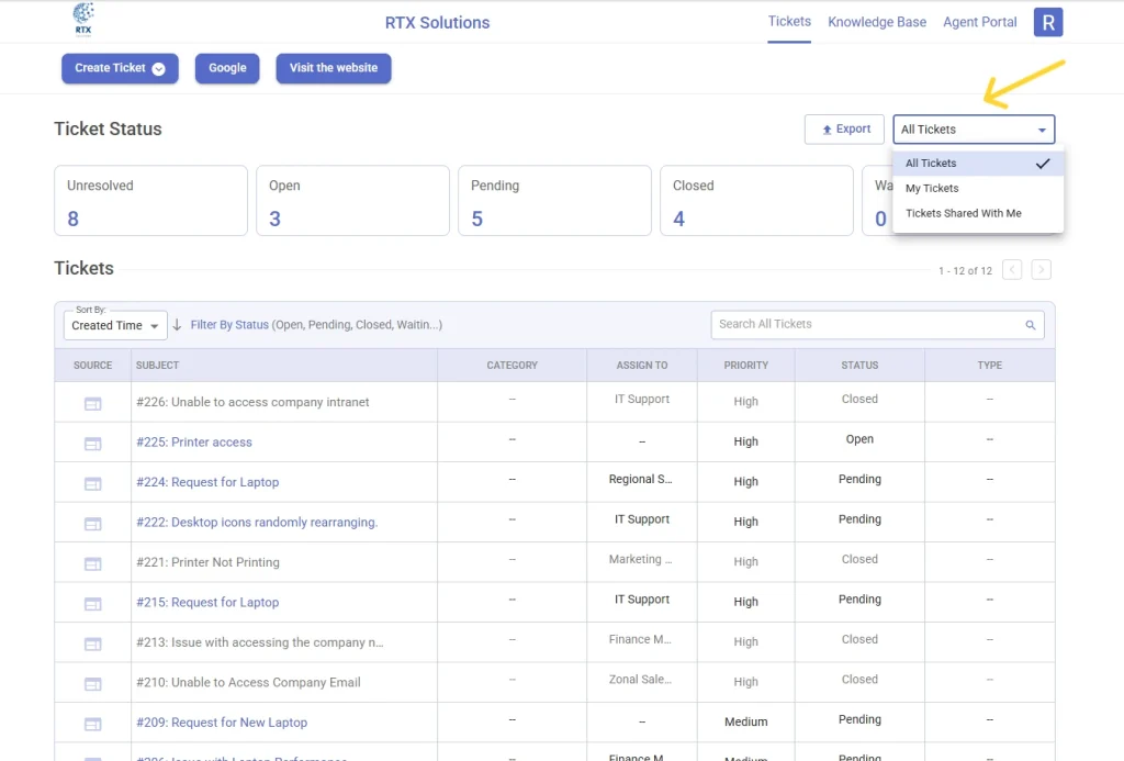export-option-in-support-portal