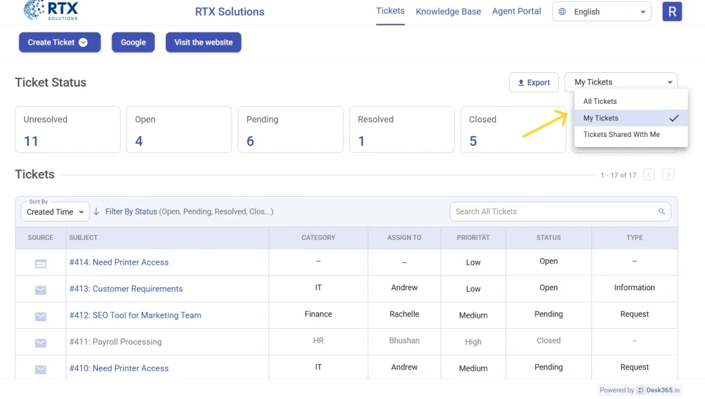 ticket-export-options-in-desk365-support-portal