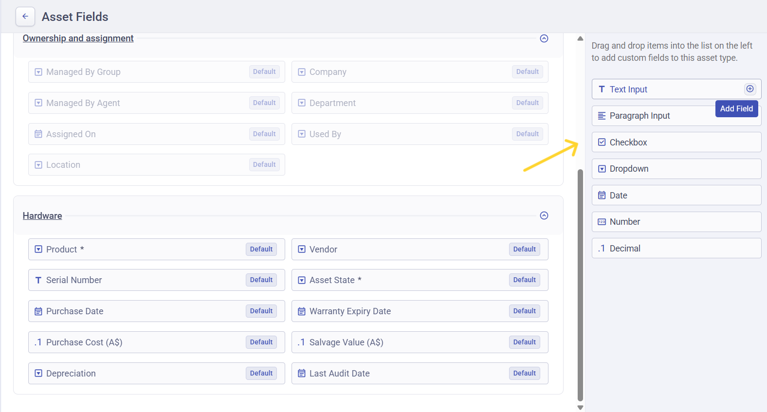 Setting Up Asset Types and Fields in Desk365