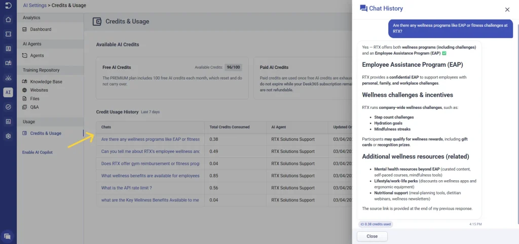 desk365-ai-agent-credits-usage-history