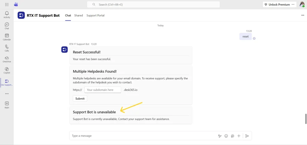 support-bot-unavailable-desk365