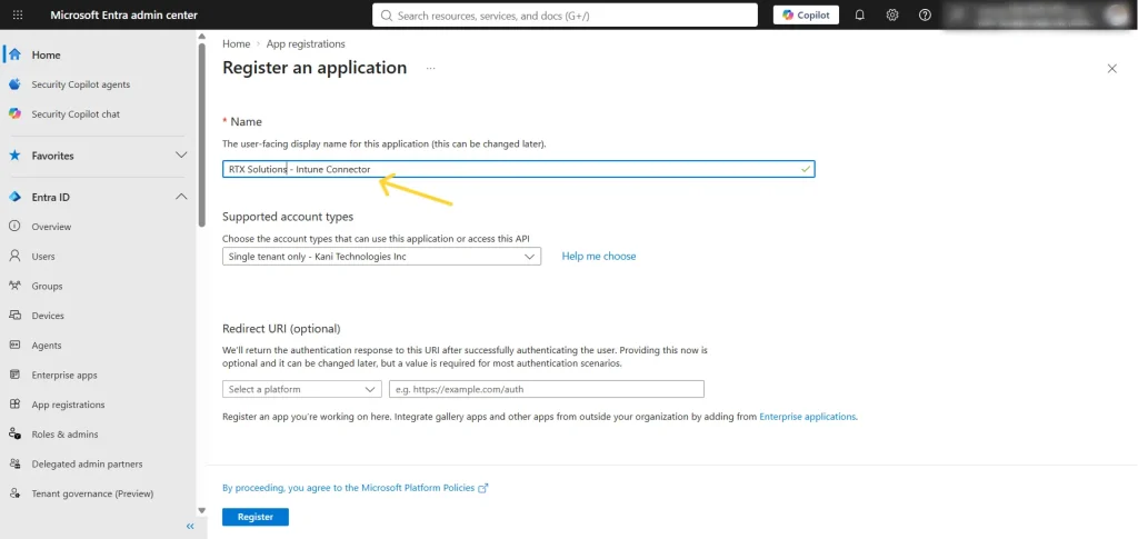 naming-the-application-desk365-intune-integration
