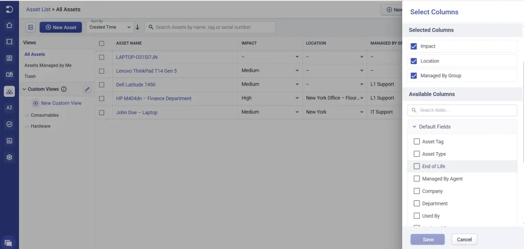select columns