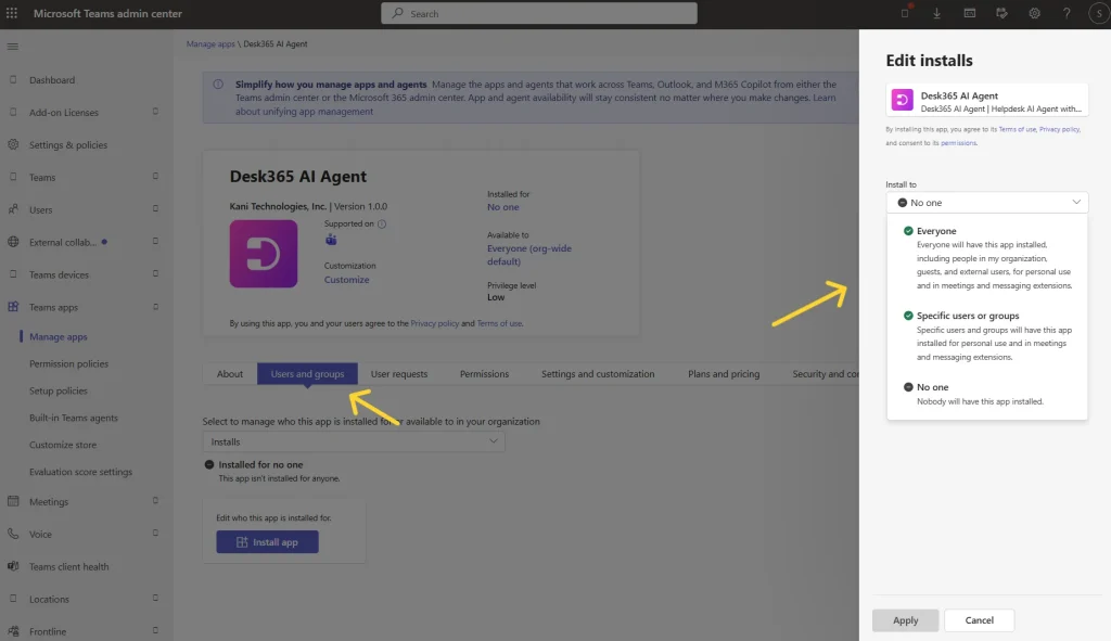 installing-the-microsoft-teams-ai-agent-to-specific-users-and-groups