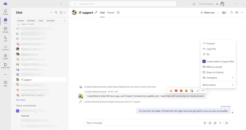 turn-teams-chat-into-support-ticket-using-desk365