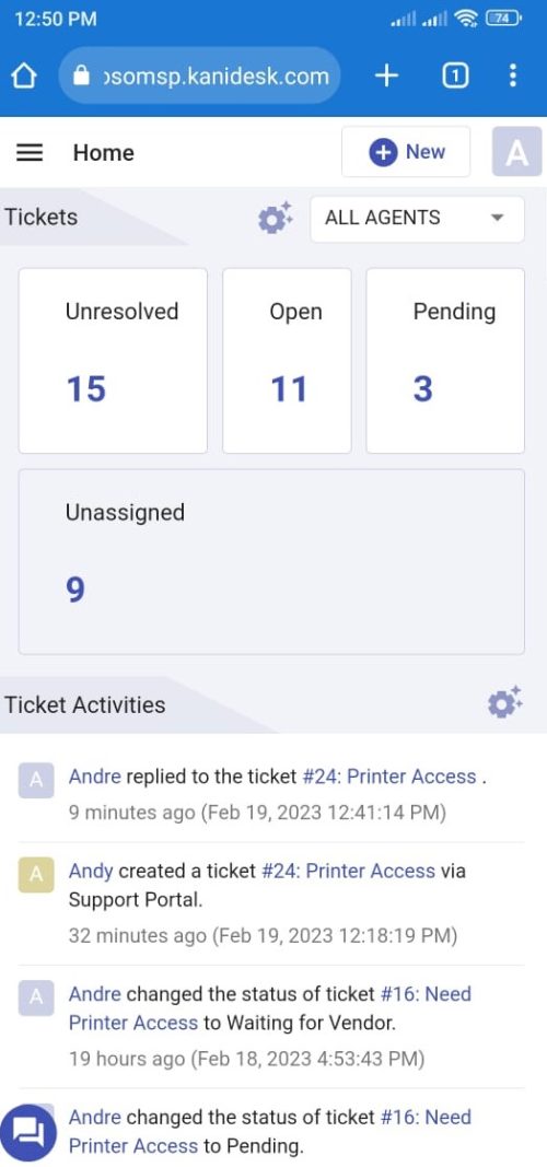 viewing home tab dashboard from mobile